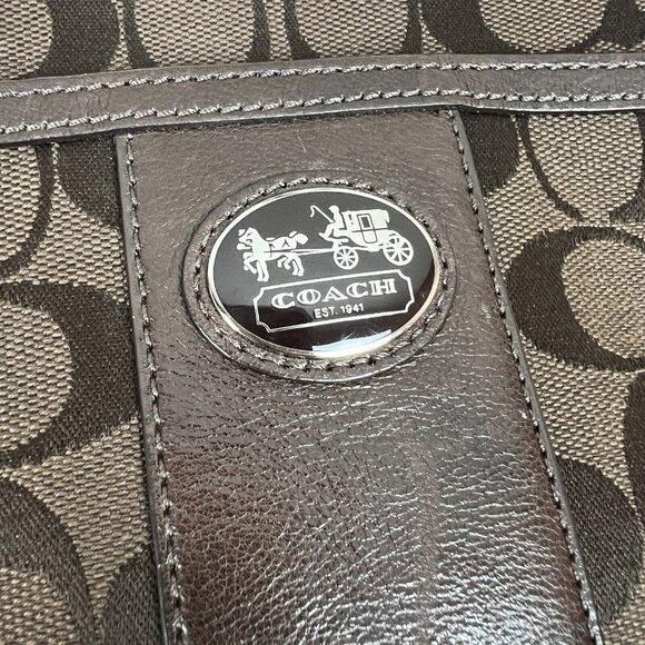Coach Crossbody Bag Brown Sutton Swing Signature Fabric Vertical Hang Small - Picture 5 of 16